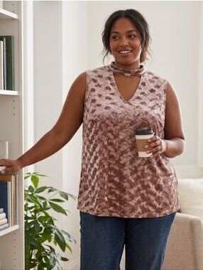 Amana Top Sz 2X Dusty Pink Velour